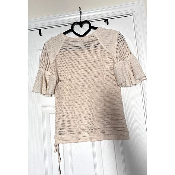 Free People‎ Babes Only Open Weave Knit Ruffle Tee Top Size Small - Picture 3 of 8